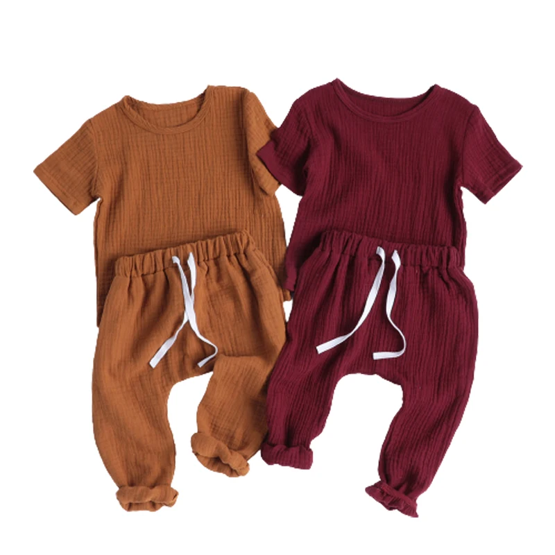 

Pudcoco 2Pcs 3-24 Months Cotton Linen Casual Toddler Baby Girl Boy Clothes Set Tops T-Shirt+Pants Kid Children Outfit Homewear