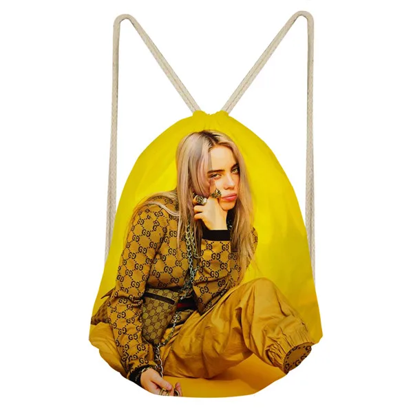 CDZHL729Z3 Thikin Billie Eilish Повседневное мешок на завязках сумка для йоги, спортивная сумка для йоги, рюкзак для малышей в мягкой обложке на низкой подошве; женские пляжные сумка со шнурком мешок - Цвет: CDZHL729Z3