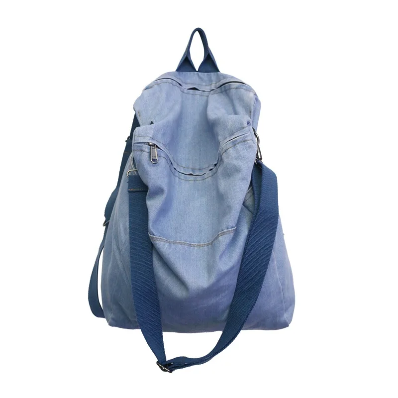 

Backpack Women Fashion College Denim Bag Simple Wild Solid Color Student Backpacks For Teenager Girls Female Bag Backpack