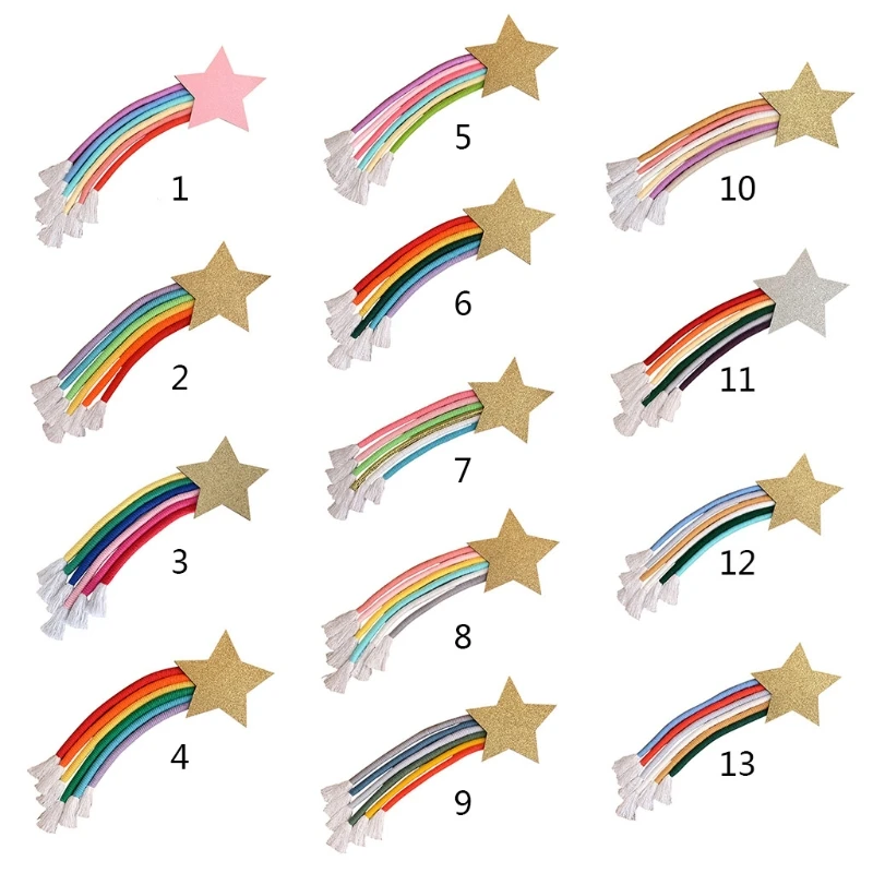 

Nordic Hand-woven Macrame Lucky Star Rainbow Tapestry Christmas Wall Hanging Decor Baby Girl Room Nursery Ornaments