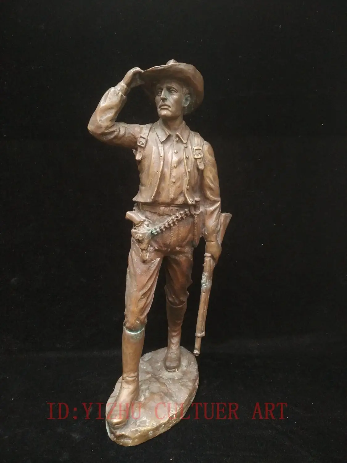 

YIZHU культиватор искусство редкая коллекция бронзовая резьба старая фигурка охотника США декоративная статуя H18 дюймов
