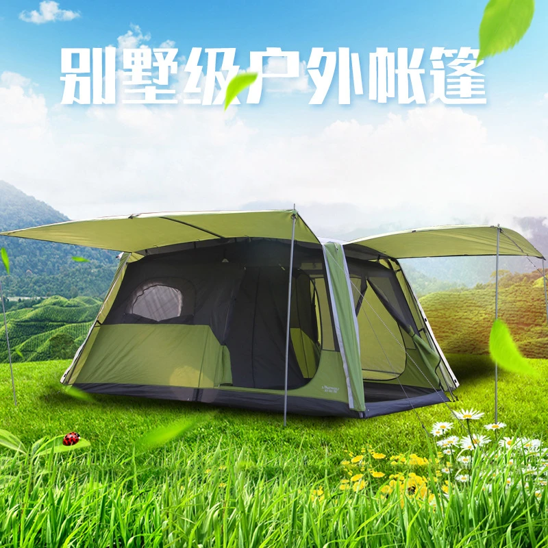 Günstig Landwolf Zwei-schlafzimmer Automatische Zelt 4-5-8 Menschen Doppel-schicht Anti-regen Strand Multiplayer Outdoor Camping Zelt Mit Großen Raum
