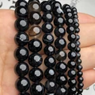 Круглые бусины-разделители из натурального камня черной полосы из агата Sardonyx и оникса для изготовления ювелирных изделий сделай сам, аксессуары для браслетов, оптовая продажа