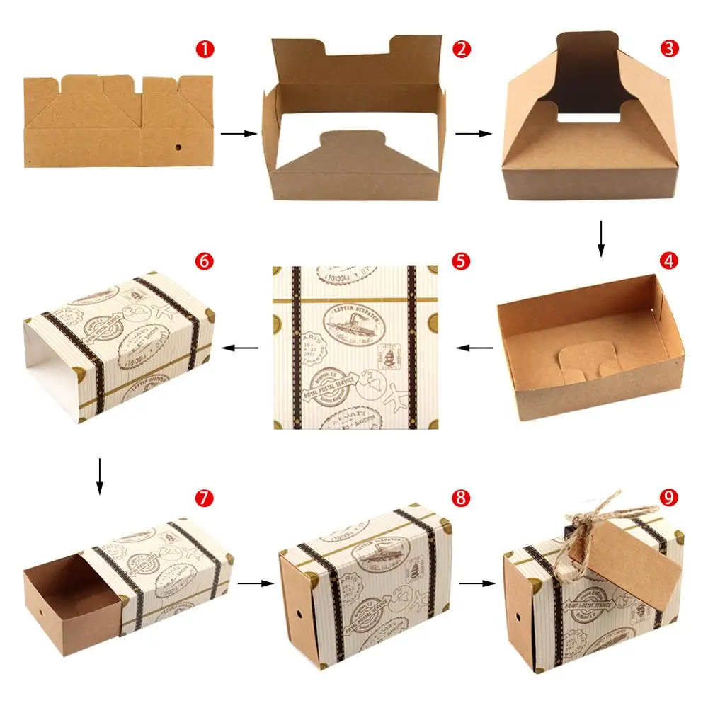 

OurWarm 10/20pcs Suitcase Candy Boxes Travel Classic Theme Elegant Style Gift Box Wedding Birthday Anniversary Favor Boxes