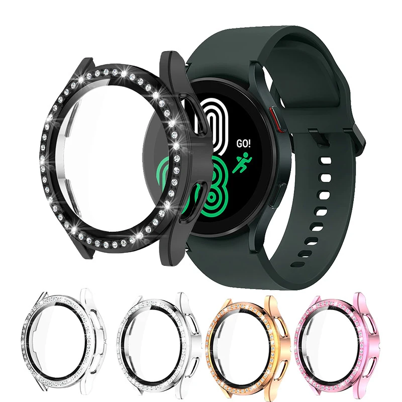 

Diamond Case Protector For Samsung Galaxy Watch 4 44mm 40mm Plating Protection All-inclusive Cover Shockproof Bumper frame Coque