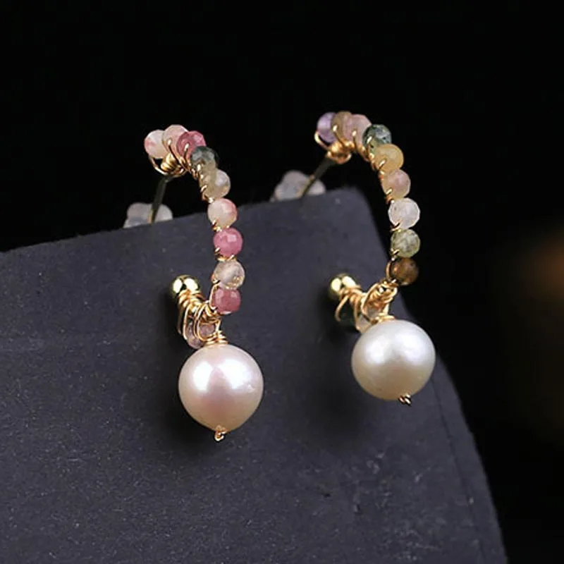 

Fashion Rainbow Stone Pearls Ear Cuff For Women Girls 2020 Bohemia Hoop C-shape Statement Earring Female Jewelry Brincos Gift