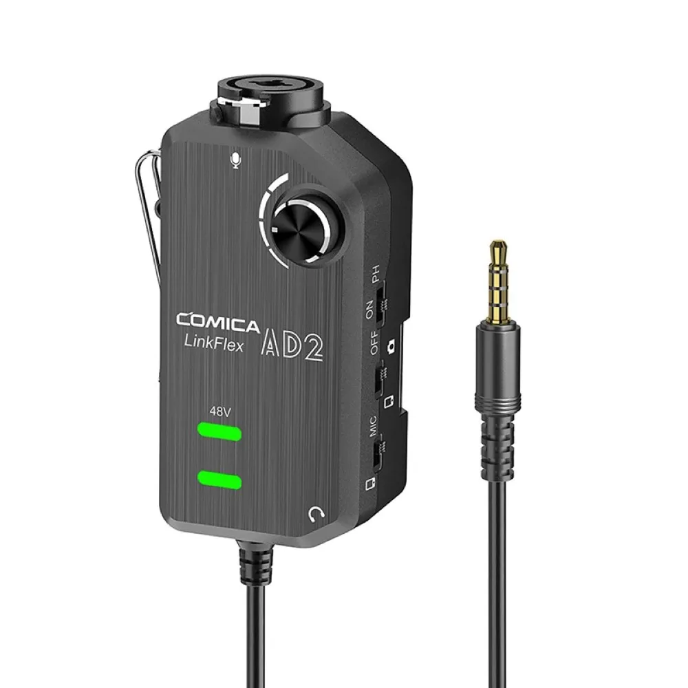 

Comica LinkFlex AD2 XLR/ 6.35mm With 48V Phantom Power Real Time Monitor XLR/Guitar Interface Adaptor For IPhone/IPad/Mac/PC
