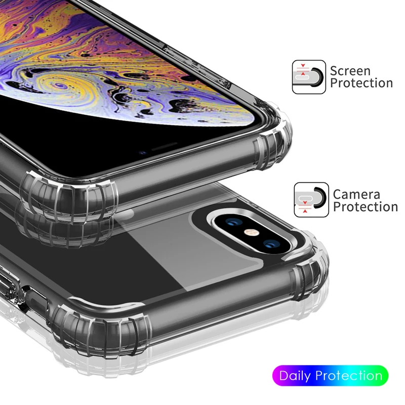 Прозрачный чехол для iPhone XS XR, тонкий противоударный акриловый чехол из ТПУ с кристаллами для телефона Apple iPhone XS Max, полностью защитный чехол