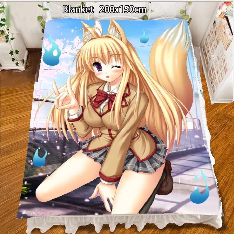 

Anime Fleece Blanket Kanokon Minamoto Chizuru quilt carpet soft bedding accessories 200x150cm