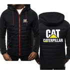 Толстовка мужская зимняя с капюшоном, приталенная куртка на молнии, с изображением кота и гусеницы, хлопковая модная утепленная верхняя одежда, костюм для спорта