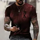 Летняя мужская футболка с короткими рукавами, K poker, градиентный цвет, 3D-печать, Европейская и американская мода, уличная одежда с круглым вырезом