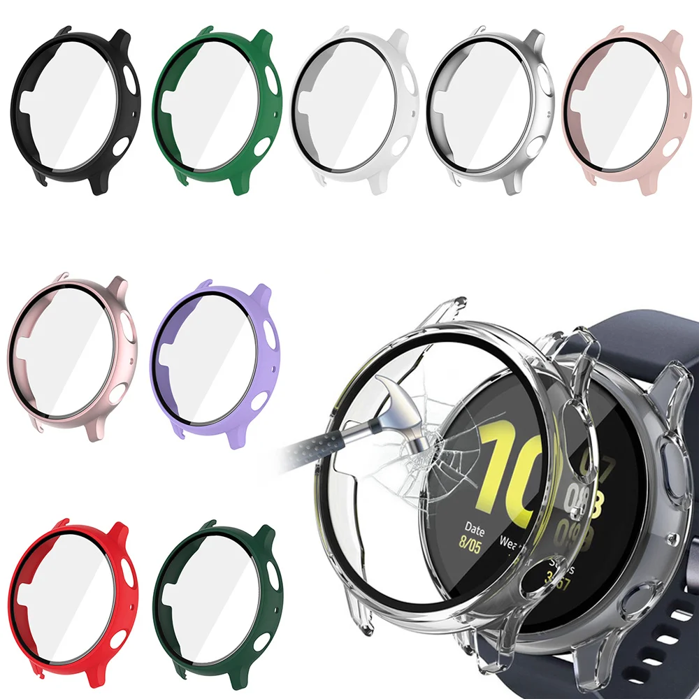 

Case+Glass For Samsung Galaxy Watch Active 2 44 40mm Cover Bumper Accessories Protector Full Coverage Matte Screen Protection