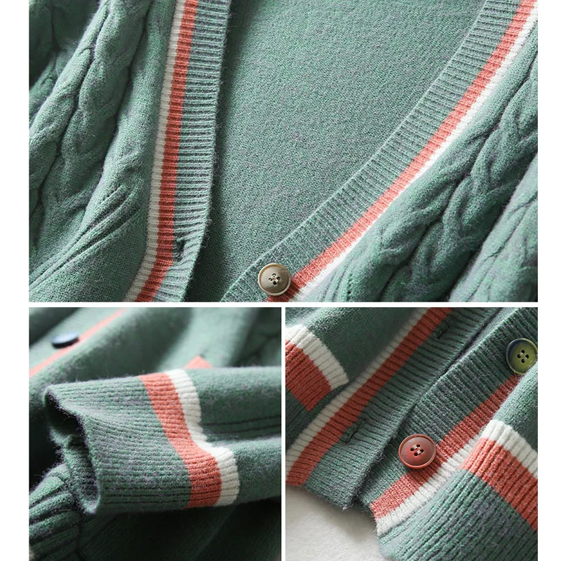 

Cotton Cardigan Sweater Women 2020 Autumn Winter V-Neck Warm Clothes Pull Femme Hiver Streetwear Casual Loose Knitted Cardigan