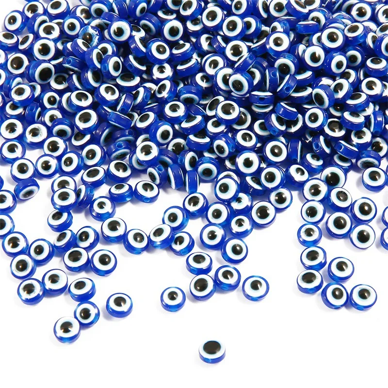 

50pcs Evil Eye Beads Lampwork Acrylic Glass Beads Beading Bracelet Spacer Bead for DIY Jewelry Making Handmade Craft Accessories