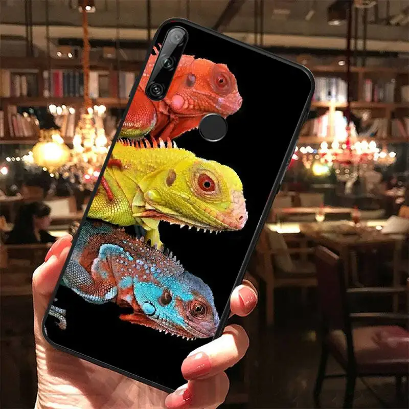 LJHYDFCNB ящерица Хамелеон черный ТПУ мягкий резиновый чехол для телефона Huawei Y5 Y6 Y7 Y9