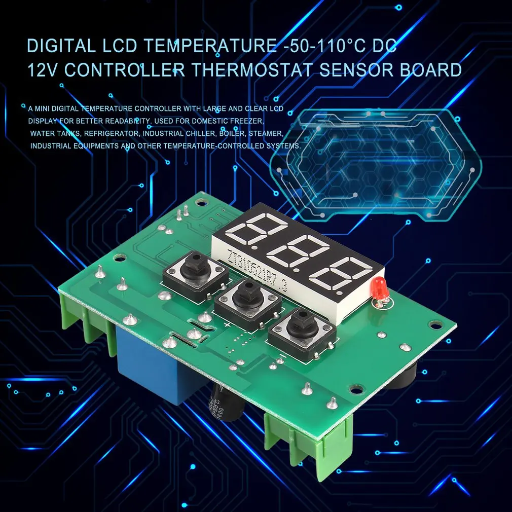 

New 12V 10A Digital LCD Temperature Regulator Controller PCB Board Thermostat Sensor hot selling