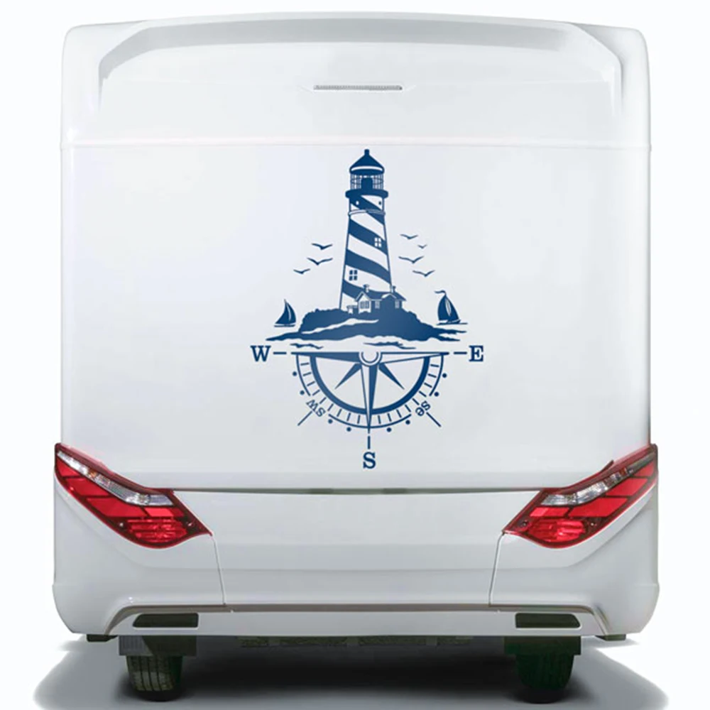 

Camping Rv Caravan Lighthouse Comb of the Winds Compass Car SUV 4x4 Offroad Decal Sticker Vehicle Decor