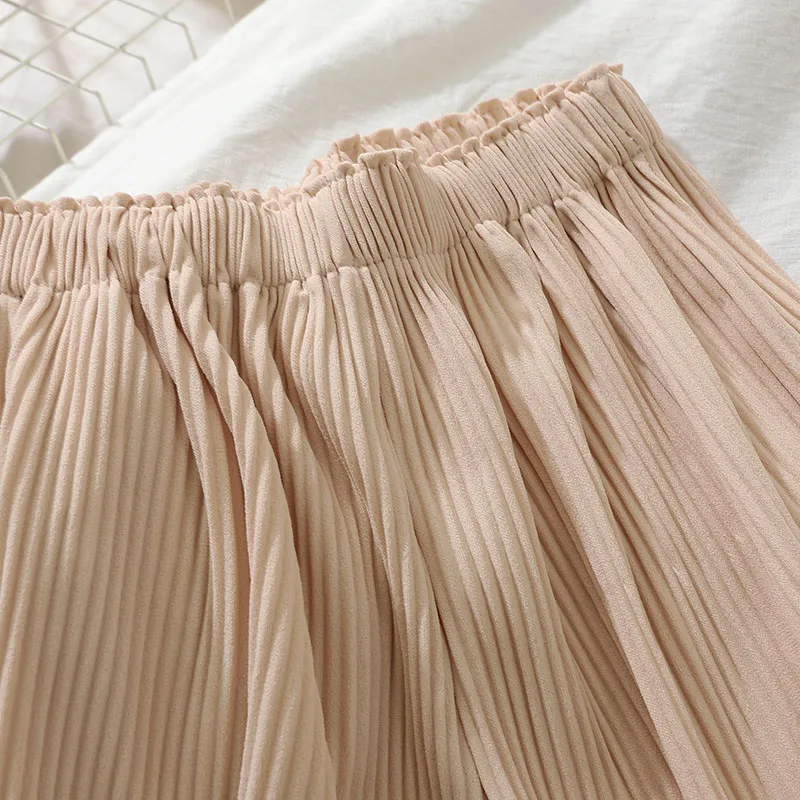 

Pearl Diary Women Culottes Shorts Summer Solid Color Pleated Culottes Elastic Waist High Rise Casual Loose Shorts For Vacations