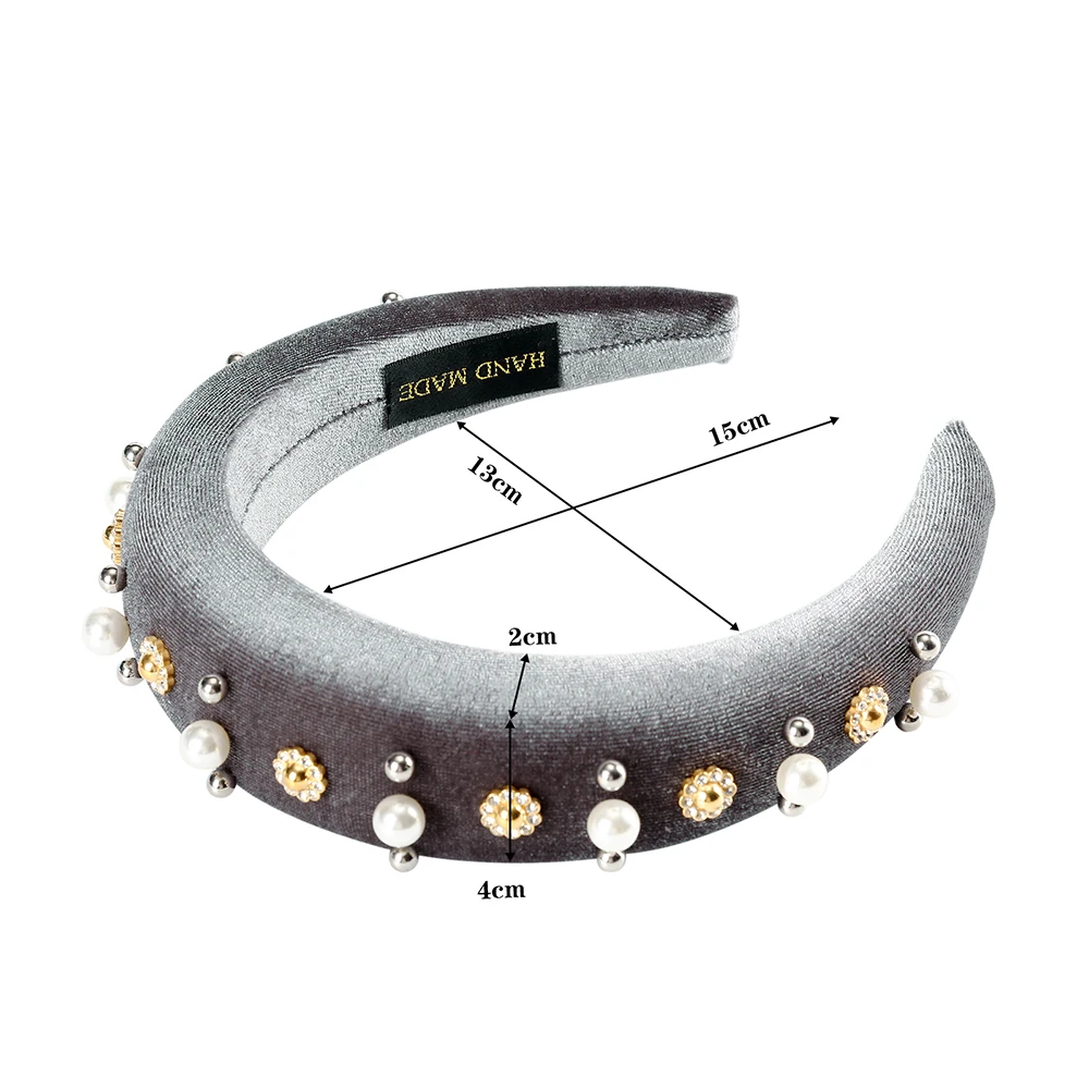 MOLANS перламутровая губка обруч для волос бархатные стразы лента одноцветная