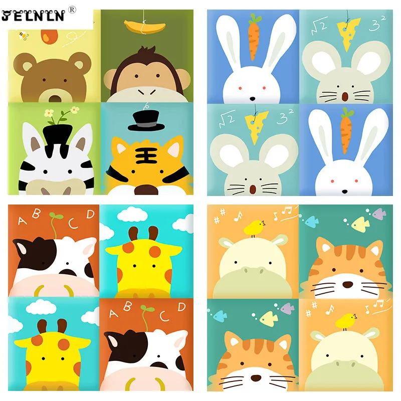 Мультяшные животные фруктовый узор детские наклейки на стену Детские обои