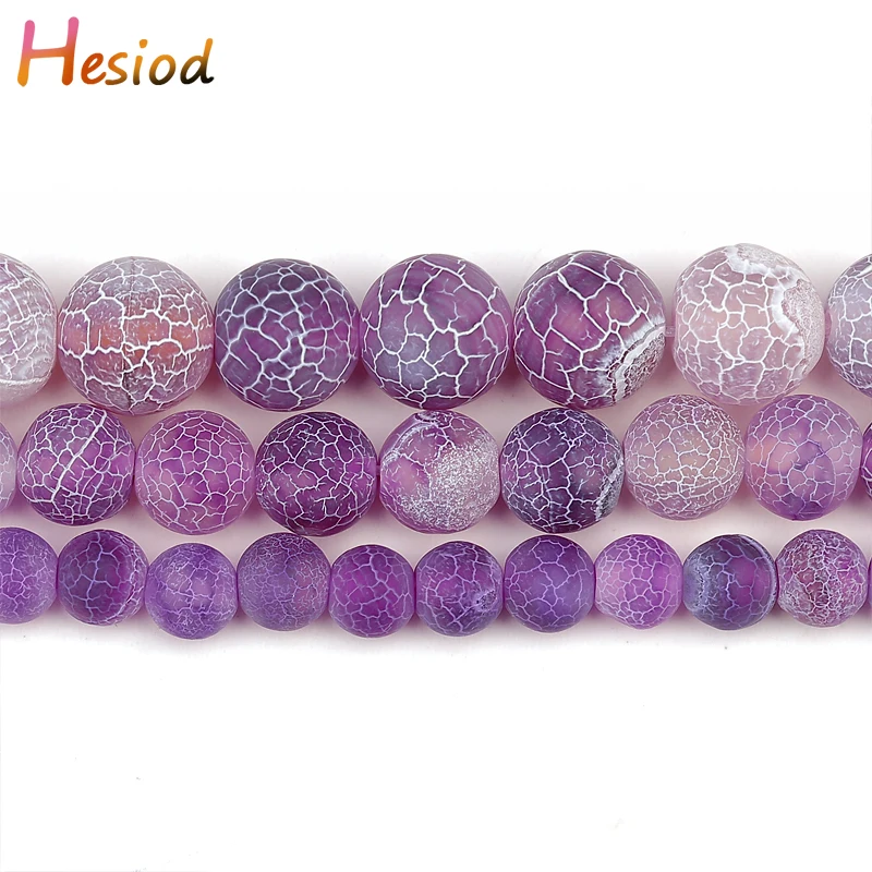 

Hesiod Natural Stone purple Frost Cracked Dragon Veins Fire Agates Beads Round Beads for Jewelry Making DIY Bracelet 15''