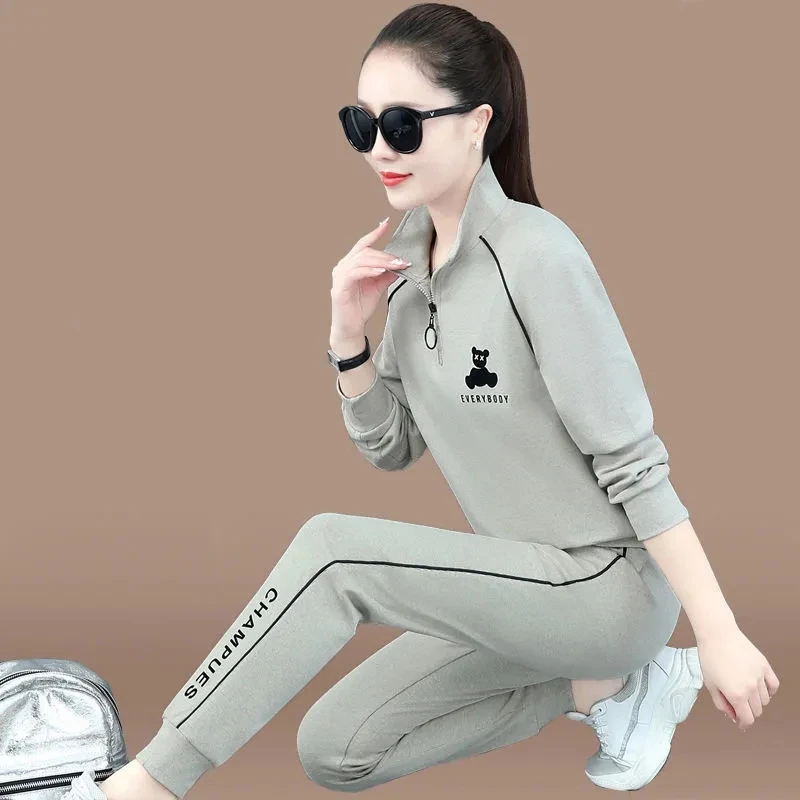 Костюм спортивный женский с принтом модный Повседневный пуловер и штаны для бега