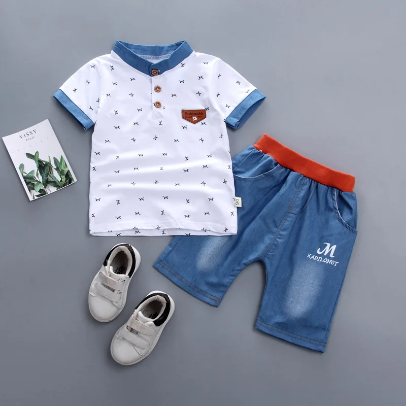 

Baby Boy Summer Clothes Korean Brand Short Sleeved T-shirts + Jeans 2PCS Infant Clothing Kids Bebes Jogging Suits Tracksuits