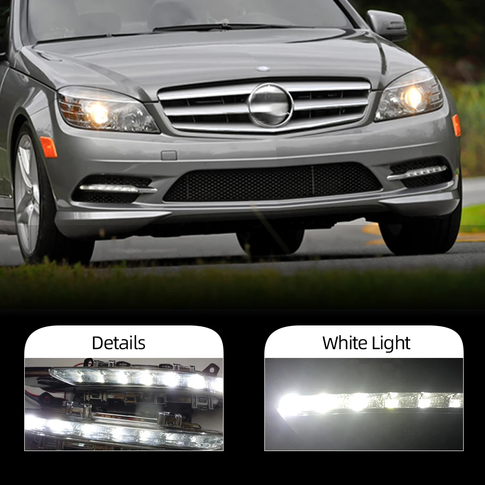 2 шт. DRL для Mercedes benz W204 C260 C300 sport 2007 2008 2009 2010 2011 дневные ходовые огни Противотуманные