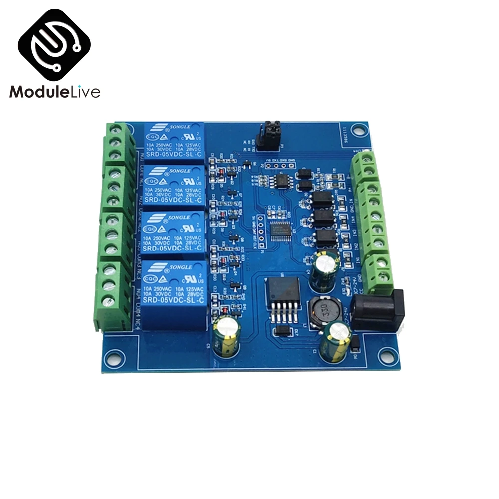 4CH Modbus триггерный релейный модуль 4 бит Modbus-RTU коммутатор сигналов ввода-вывода RS485