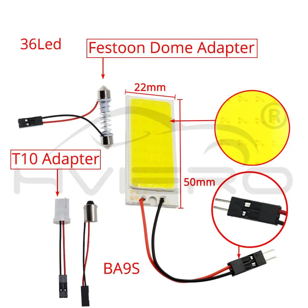 2 шт. светодиодный белый C5W Клин 36Smd Cob панель Автоматическая внутренняя