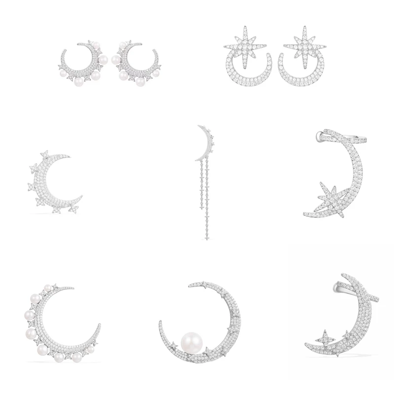 

LIDU High Quality 925 Silver Moon Earrings With Multiple Styles Of Stylish And Exquisite Monaco Jewelry As A Gift For Friends
