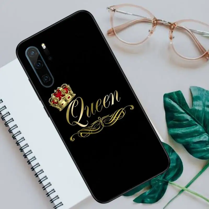 

King Queen gold Crown Phone Case For Huawei honor Mate P 10 20 30 40 Pro 10i 9 10 20 8 x Lite Luxury brand shell funda coque