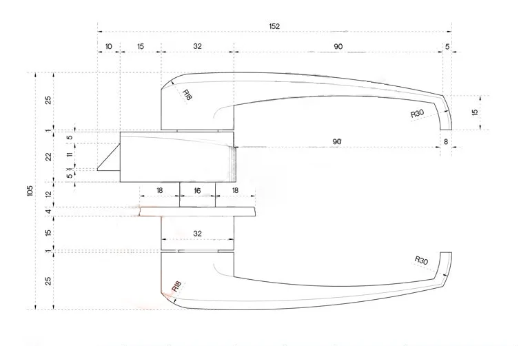 Полированная хромированная дверная ручка в комплекте для ванной туалета