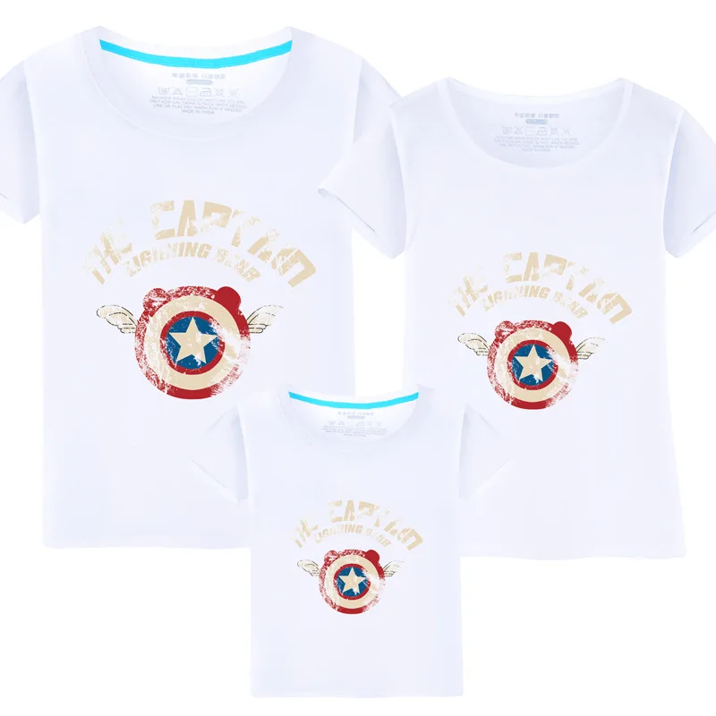 

summer dress 2019 Cotton T-Shirts family matching clothes Print Shield Mommy And Son Me Dad Cotton T-Shirt Family