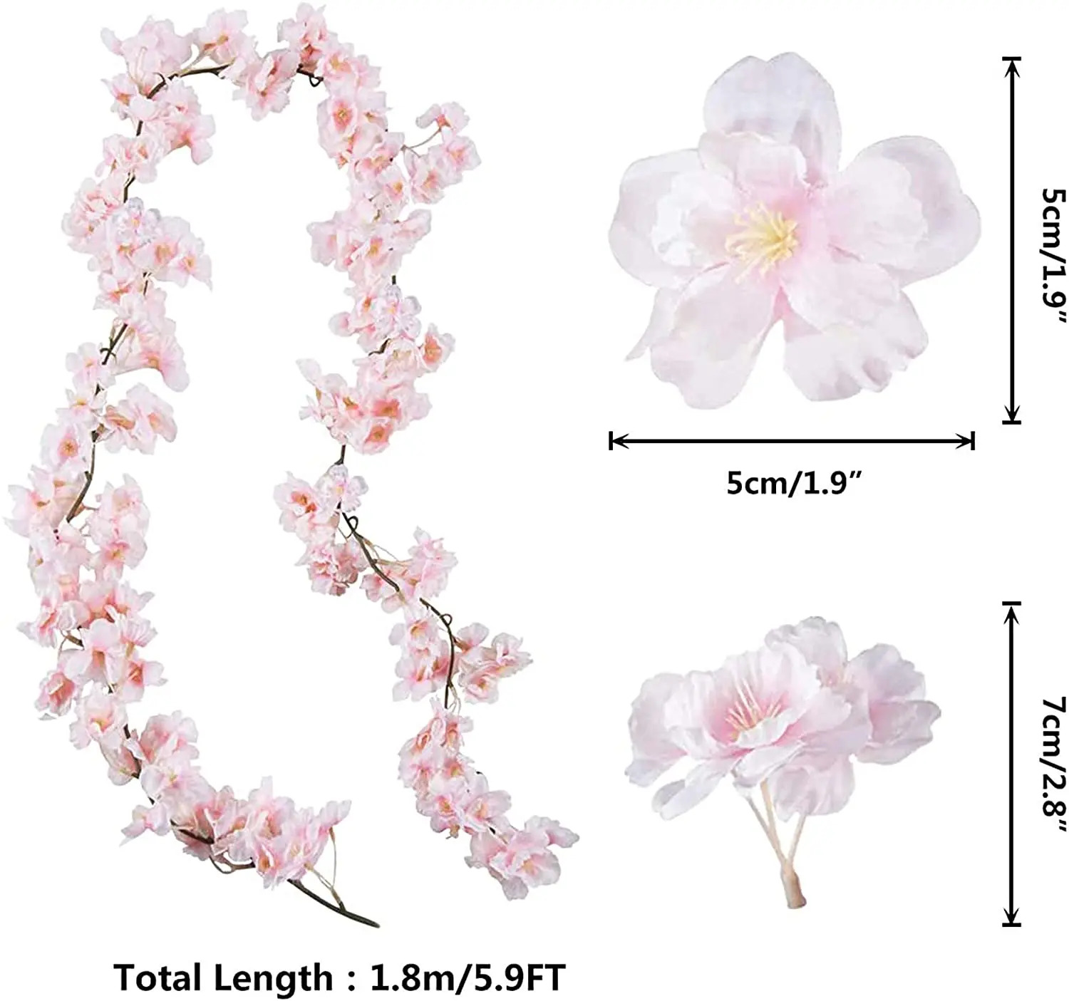 2/4/6PCs 144 Heads Artificial Cherry Blossom Flowers for Wedding Pink Garland Hanging Vine Fake Flower Home Party Decoration | Дом и сад