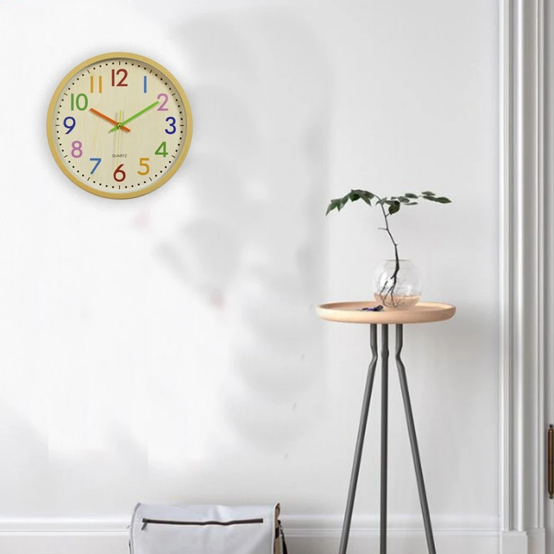 Бесшумные детские настенные часы с большим декоративным управлением цветные для