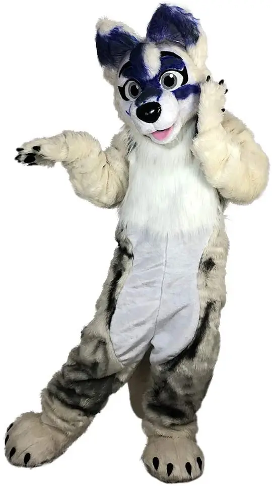 Костюм хаски собаки лисы меха талисмана пушистый костюм наряд на Хэллоуин