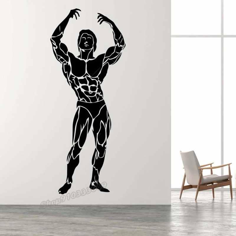 Gym Wand Abziehbilder Workout Athletisch Gym Muscle Logo Fitness Beast Barbell Bodybuilding Gesunde Wand Aufkleber Vinyl Room Decor B249