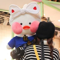 80cm cartoon cute cafe duck plush toy stuffed soft kawaii duck doll animal pillow birthday gift for kids children