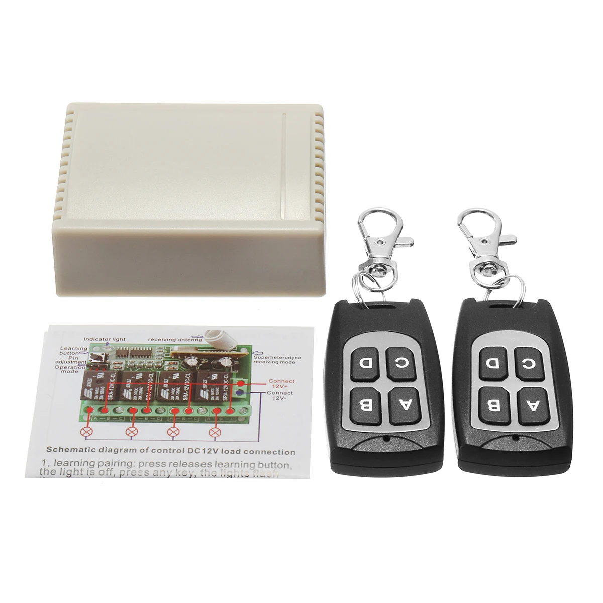 Беспроводной 4 канальный переключатель дистанционного управления 12 в + 2 пульта 433