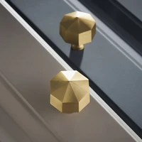 gold hexagon cabinet handle modern furniture cabinet knobs solid brass cupboard closet drawer handle pulls