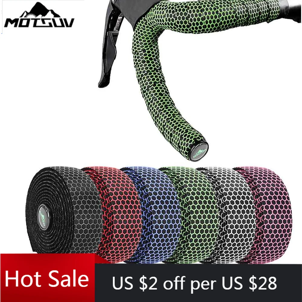 

MOTSUV Bicycle Handlebar Tape Road Bike Grip Silicone Anti-Slip Wear-Resistant EVA Shock Absorption Rectanangle Pattern Tape
