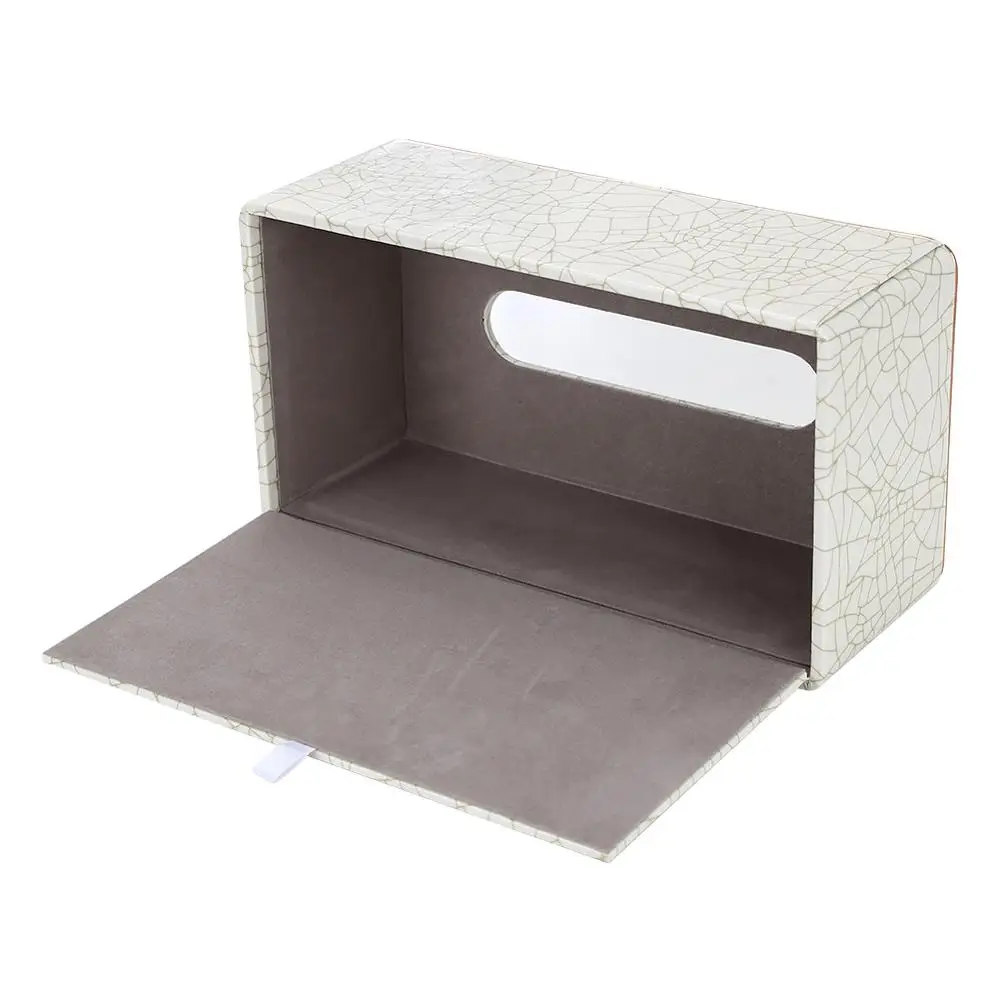 

Marble Golden Rim Tissue Box Desktop Washroom Napkin Towel Holder Office Desk Tissue Protected Case Metal Edge Ice Crack Boxes
