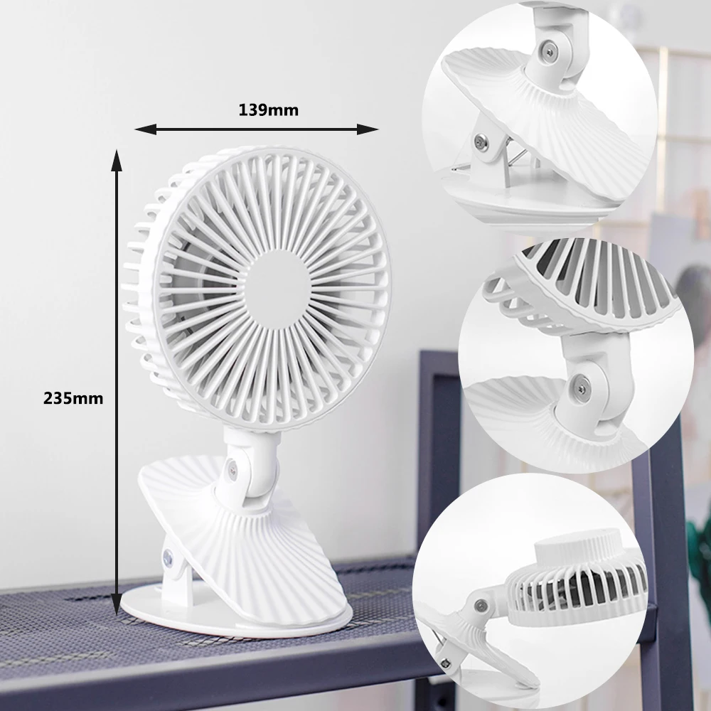 Портативный Настольный мини вентилятор с аккумулятором 2600 мАч питанием от USB для