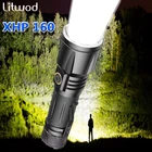 Светодиодный фонарик XHP160, 16 ядер, 18650 лм, 26650 или