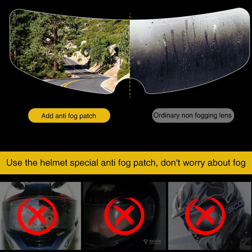 

For Helmet Shield Easy Clean Universal Motorcycle Long Lasting Waterproof Lens Sticker Full-frame Transparent Anti Fog Film