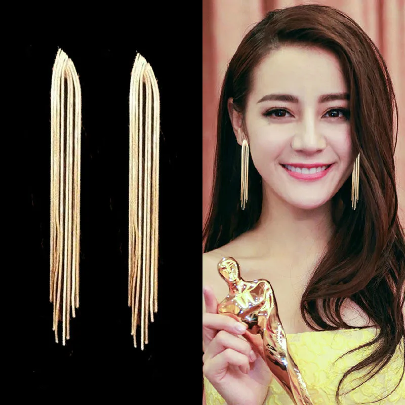 

2021 South Korean New Chain Tassel Earrings Long Style High Quality All Kinds Earrings, Elegant Women's Jewelry