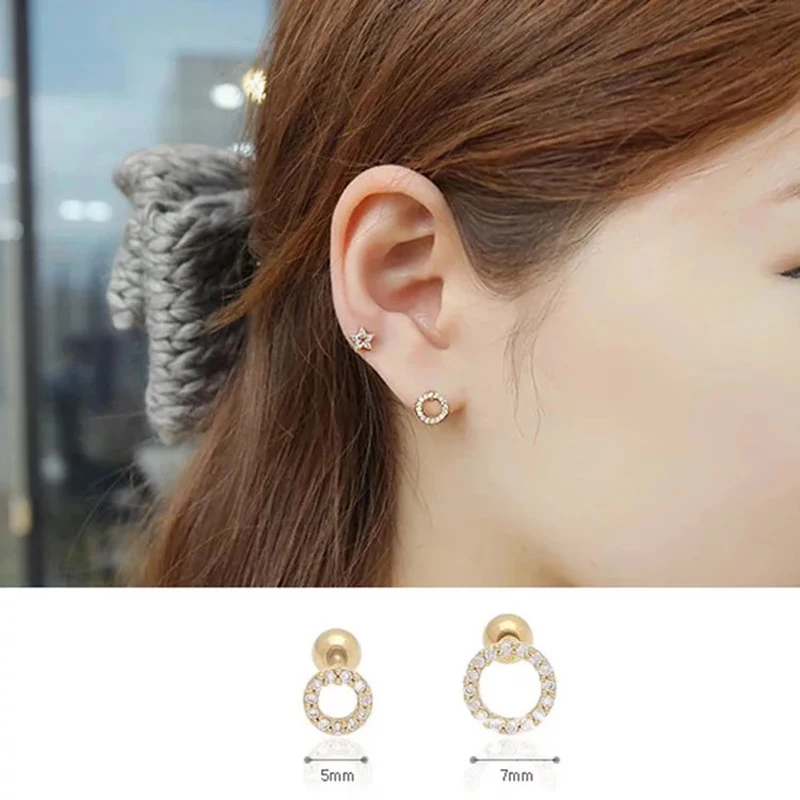 Серьги из стерлингового серебра 925 пробы модные круглые циркониевые