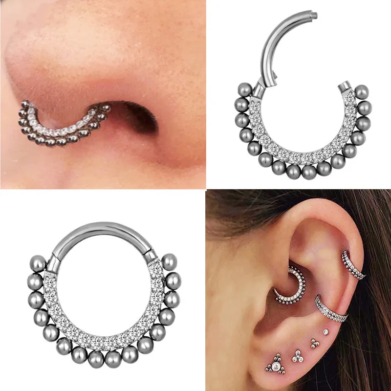 1Pc Septum Clicker 316L Stainless Steel 16G Nose Ring Segment Daith Tragus Catrilage Conch Helix Earring Piercing Jewelry | Украшения и