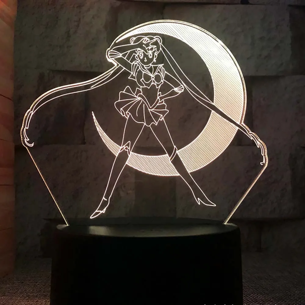 Tsukino Usagi Small Lady Serenity Chiba Mamoru Figure Night Light Lamp Anime Acrylic Chibiusa Hino Rei Nightlight Lava Lamp figuarts zero chouette tsukino usagi